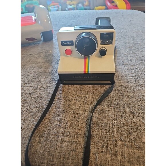 Vintage Original Polaroid SX-70 OneStep White Rainbow Stripe Land Camera & Film